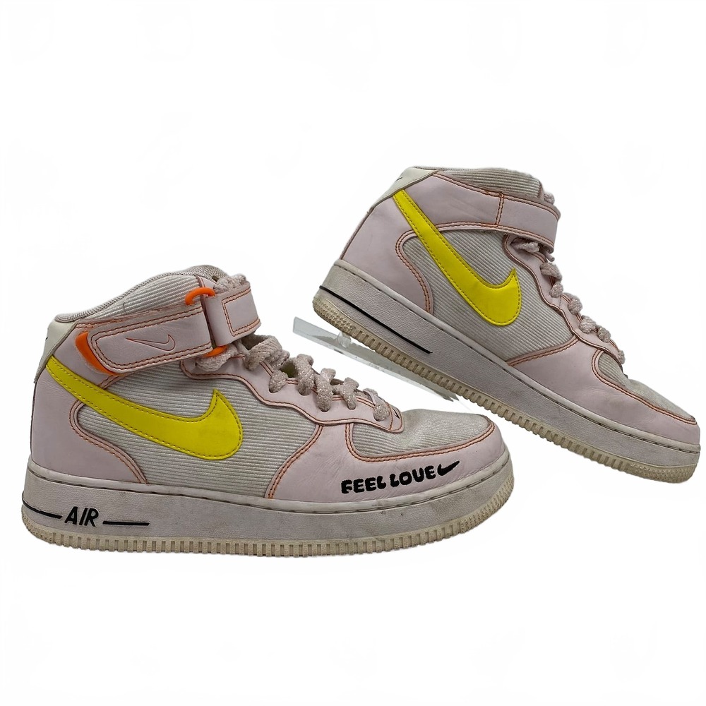 Nike White Orange Yellow Air Force 1 Mid Feel Love Sneakers | Women’s US9
